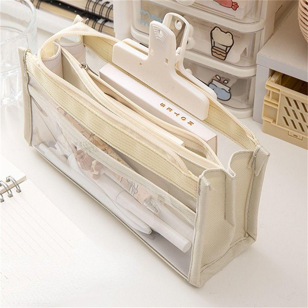 PEWANY Túi Đựng Bút Nhiều Ngăn Trong Suốt Có Khóa Kéo Sức Chứa Lớn Tiện Dụng