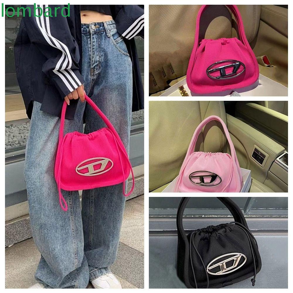 Túi Xách Canvas Y2K In Chữ D Kim Loại Đơn Giản Cho Nữ