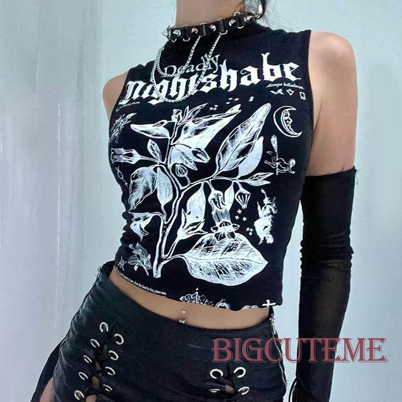 Áo Tank Top Sát Nách Cổ Tròn In Họa Tiết Lá Trừu Tượng Thời Trang Mùa Hè Cho Nữ