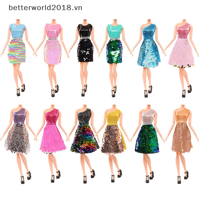 Bộ Đầm Đính Kim Sa Thời Trang Dành Cho Búp Bê Gia Đình