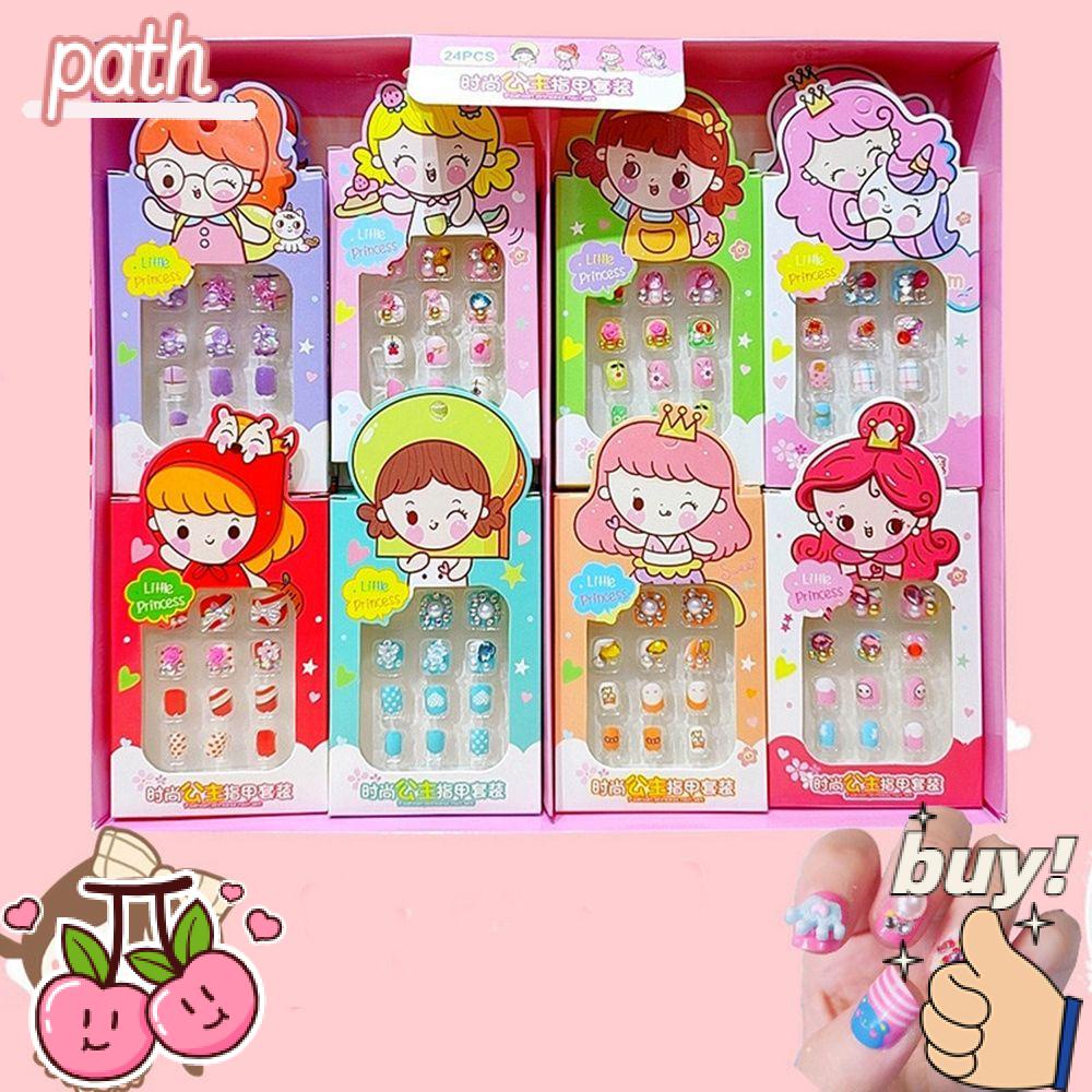 PATH Hộp 12 Móng Tay Giả Thời Trang Cho Bé Gái