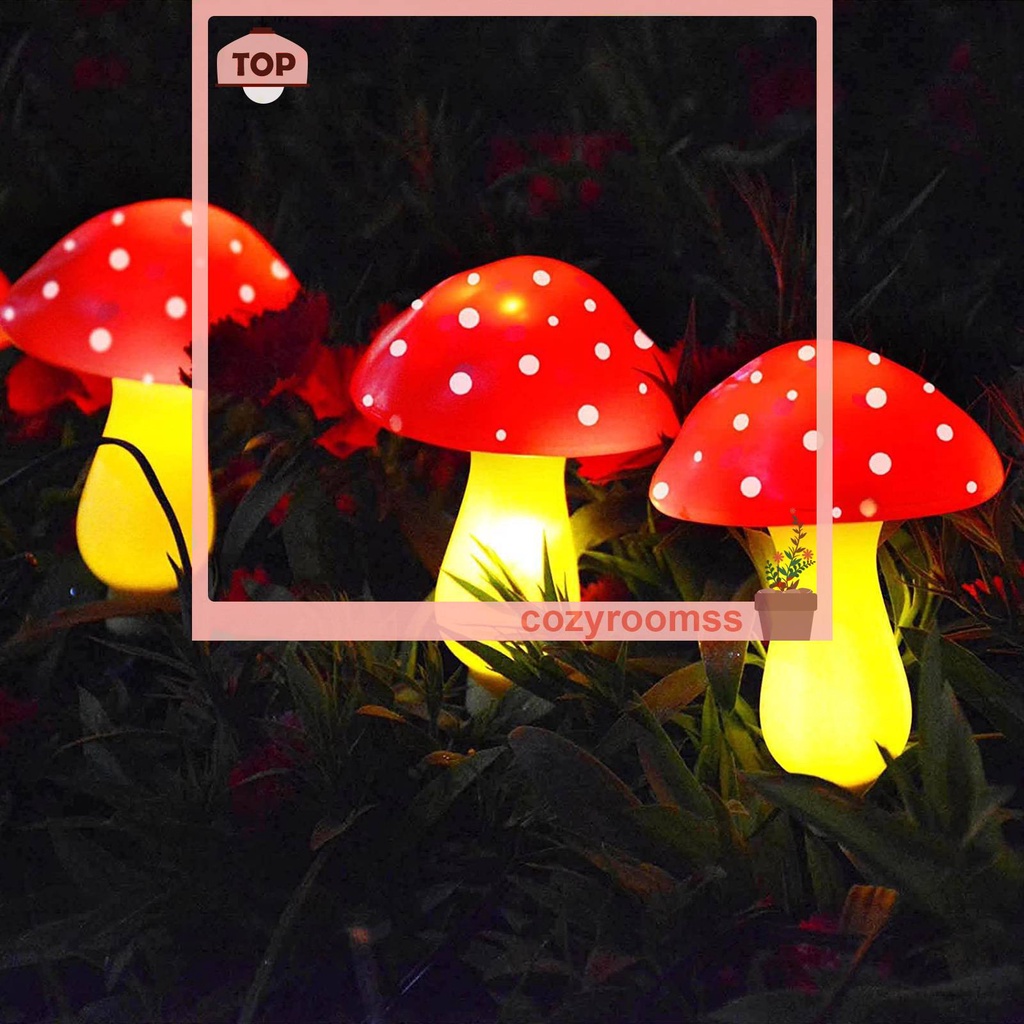 1 Đèn Led IP65 Hình Nấm 4 / 6 / 8 Chạy Bằng Năng Lượng Mặt Trời Dùng Trang Trí Sân Vườn