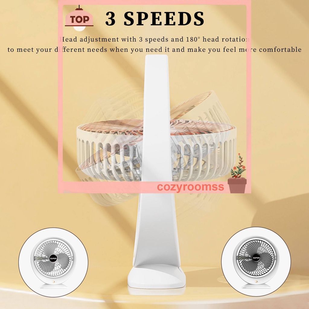 Quạt USB Mini Để Bàn Xoay 180 Độ 1200mAh 5V 4.5W Tiện Dụng Cho Gia Đình