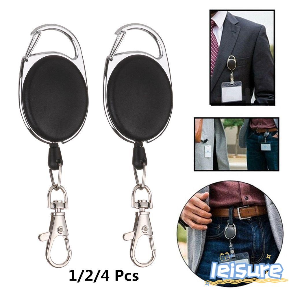 LEISURE Set 1 / 2 / 4 Móc Khóa Bảo Vệ Dây Thắt Lưng Bằng Thép Không Gỉ Có Thể Thu Gọn