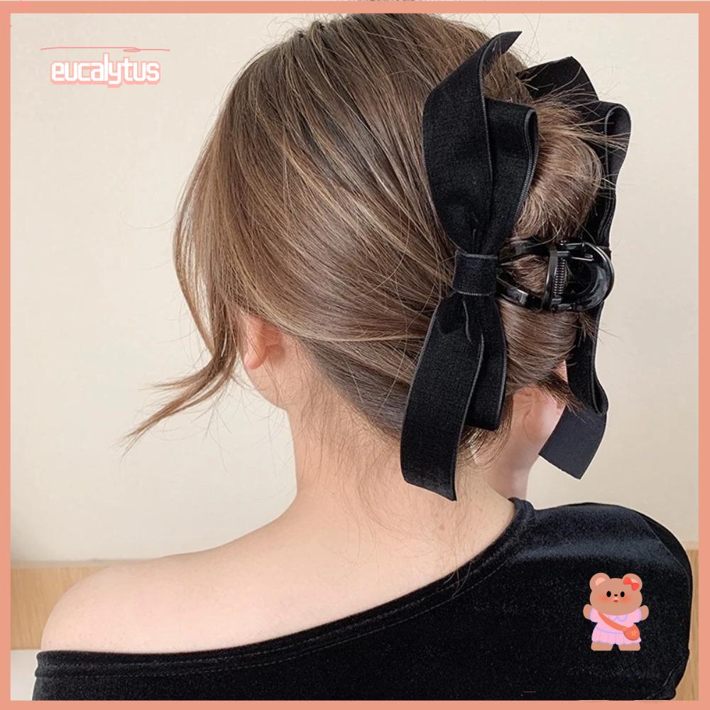 EUTUS Kẹp Tóc Càng Cua Vải Nhung Đính Nơ Phong Cách Hàn Quốc