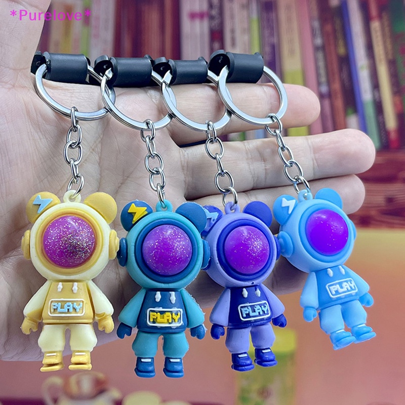 Móc Khóa Hình Gấu Bằng Nhựa PVC Phối Tua Rua Dễ Thương Mới