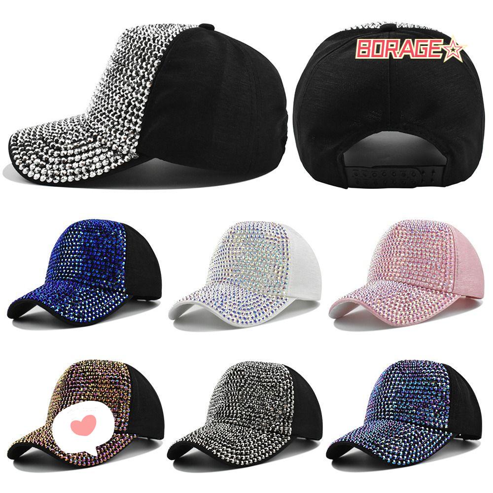 BORAG Mũ Lưỡi Trai Đính Đá Phong Cách Vintage