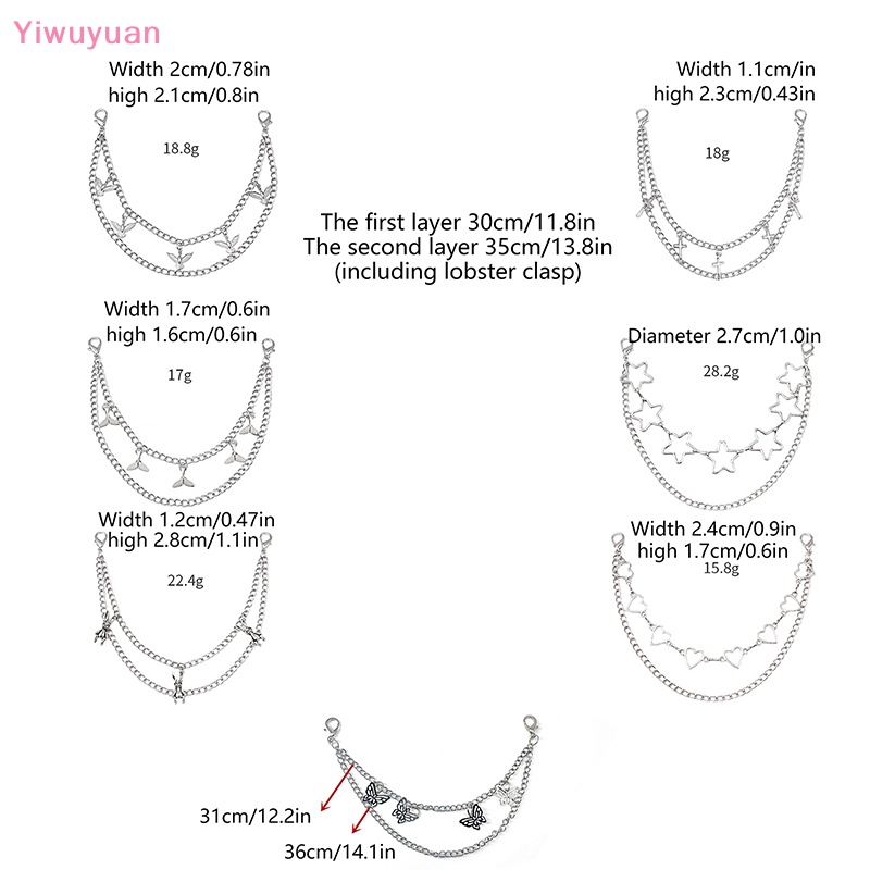 < Yiwuyuan > Dây Xích Kim Loại Nhiều Lớp Mặt Hình Thỏ Ngôi Sao Năm Cánh Phụ Kiện Túi Xách Đeo Chéo Dây Xích DIY Mới