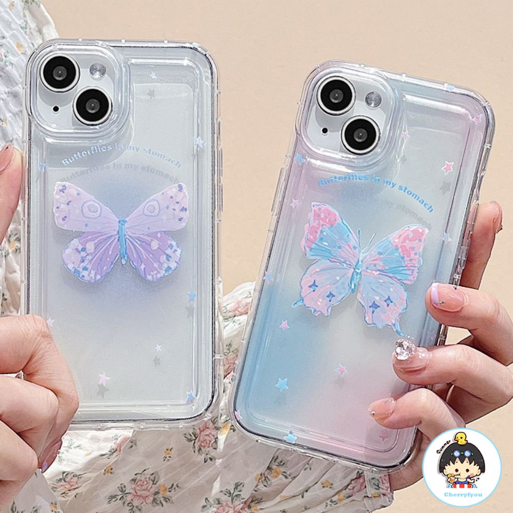Ốp Điện Thoại TPU Mềm Chống Sốc In Hình Bướm Màu Gradient Cho IPhone 14 13 12 11 Pro Max X XR 8 7 Plus