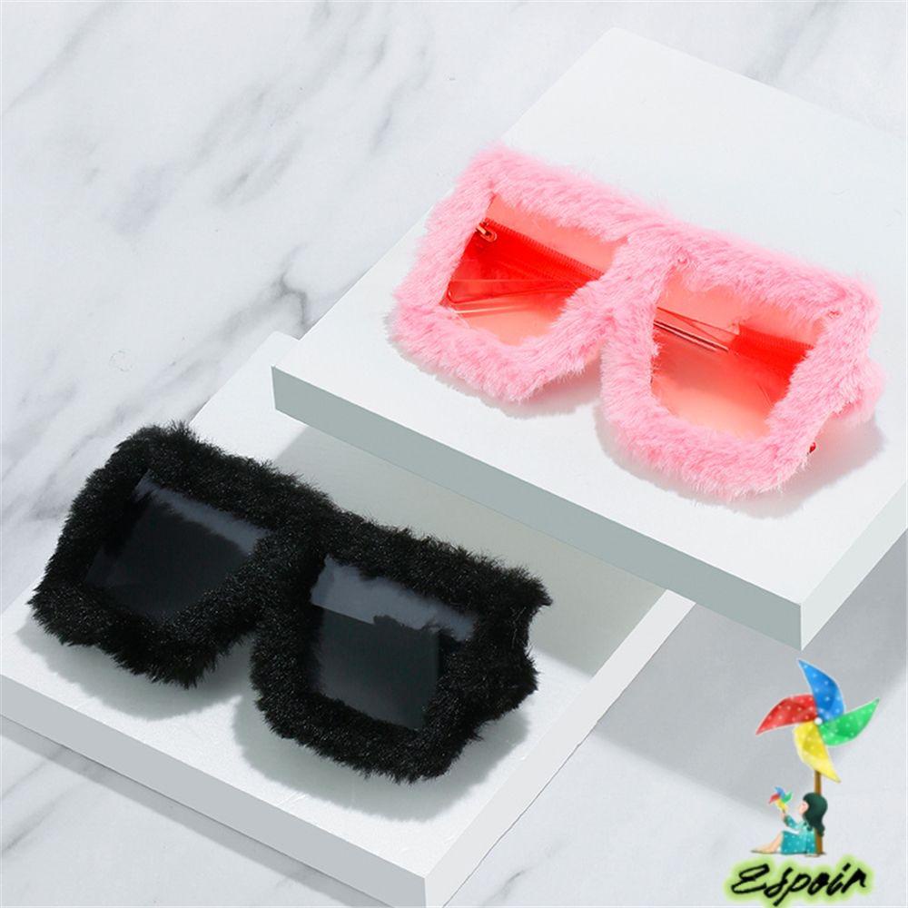 ESPO Kính Mát Gọng Vuông Phối Lông Thời Trang Cho Nữ