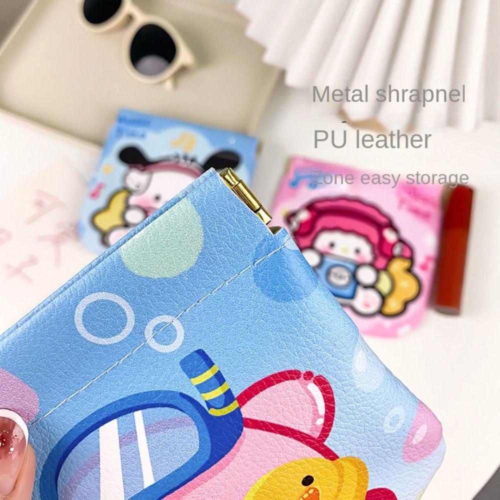 Túi Đựng Mỹ Phẩm / Trang Sức Bằng Da PU Họa Tiết Hoạt Hình Dễ Thương Tiện Dụng Mang Theo Du Lịch