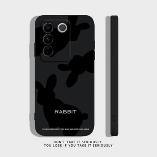 Vỏ điện thoại màu đen sáng tạo thỏ đen cho iphone 7 7plus 8 8plus xs xr 11 12 13 14 pro plus promax