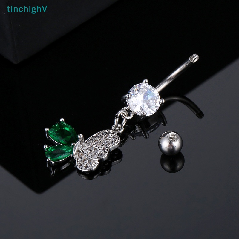 Khuyên Rốn Hình Bướm Bằng Thép Không Gỉ Đính Đá Zircon Thời Trang Cho Nữ