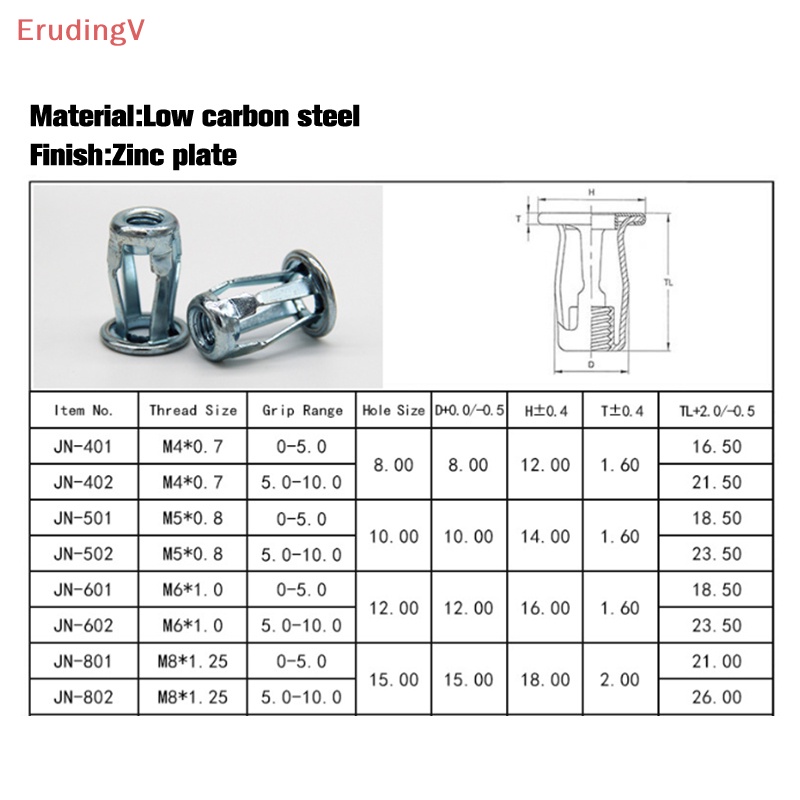 Bộ 10 Đinh Tán M4 / 5 / 6 / 8 Bằng Thép Chuyên Dụng Cho Ốc Vít Xe Hơi