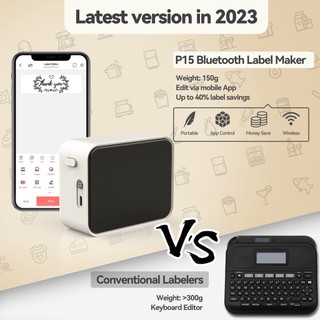 Máy In Nhãn Nhiệt P15 Kèm 1 Cuộn Nhãn Dán Kết Nối Bluetooth Không Dây Loại C HD Màu Trắng / Xanh Lá DIY