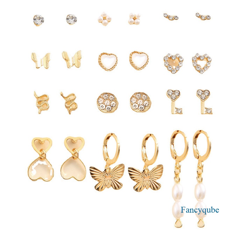 Ygt Set 12 Cặp Bông Tai Đính Đá Thời Trang Nữ