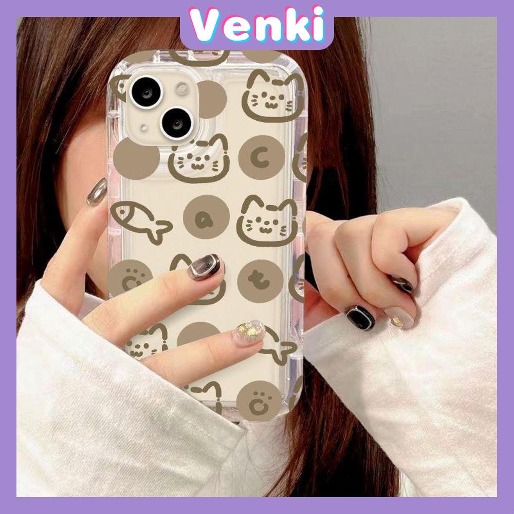 VENKI - Cho iPhone 11 Ốp Lưng TPU Mềm Trong Suốt Túi Khí Chống Sốc Bảo Vệ Camera Mèo Cá Vàng Dễ Thương Tương Thích Với iPhone 14 13 Pro Max iPhone 12 Pro Max XR XS 7Plus 8Plus