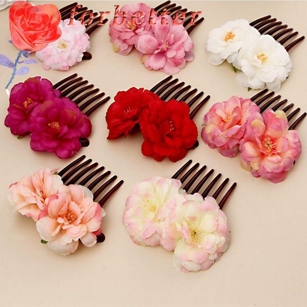 FORBETTER Lược Cài Tạo Kiểu Tóc Cho Cô Dâu Đính Hoa Cameliaf Thời Trang 2017