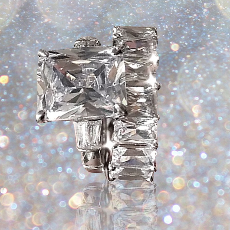 Ygt Set 2 Nhẫn Đính Đá Pha Lê Vuông Thời Trang Cho Nữ