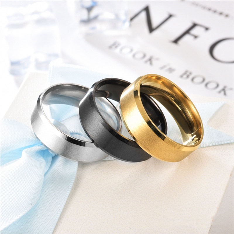 Nhẫn Nam 8MM Bằng Thép Không Gỉ 3 Màu Tùy Chọn Thời Trang