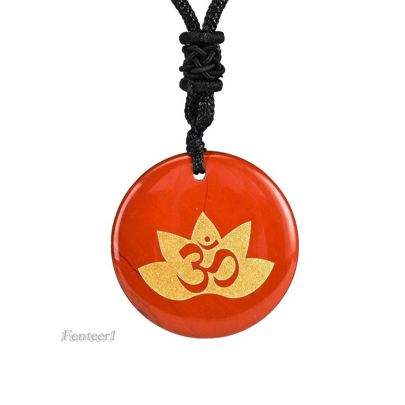 Vòng cổ Mặt Tròn Khắc Họa Tiết Hoa Sen Tinh Tế Thời Trang Cho Nam Và Nữ