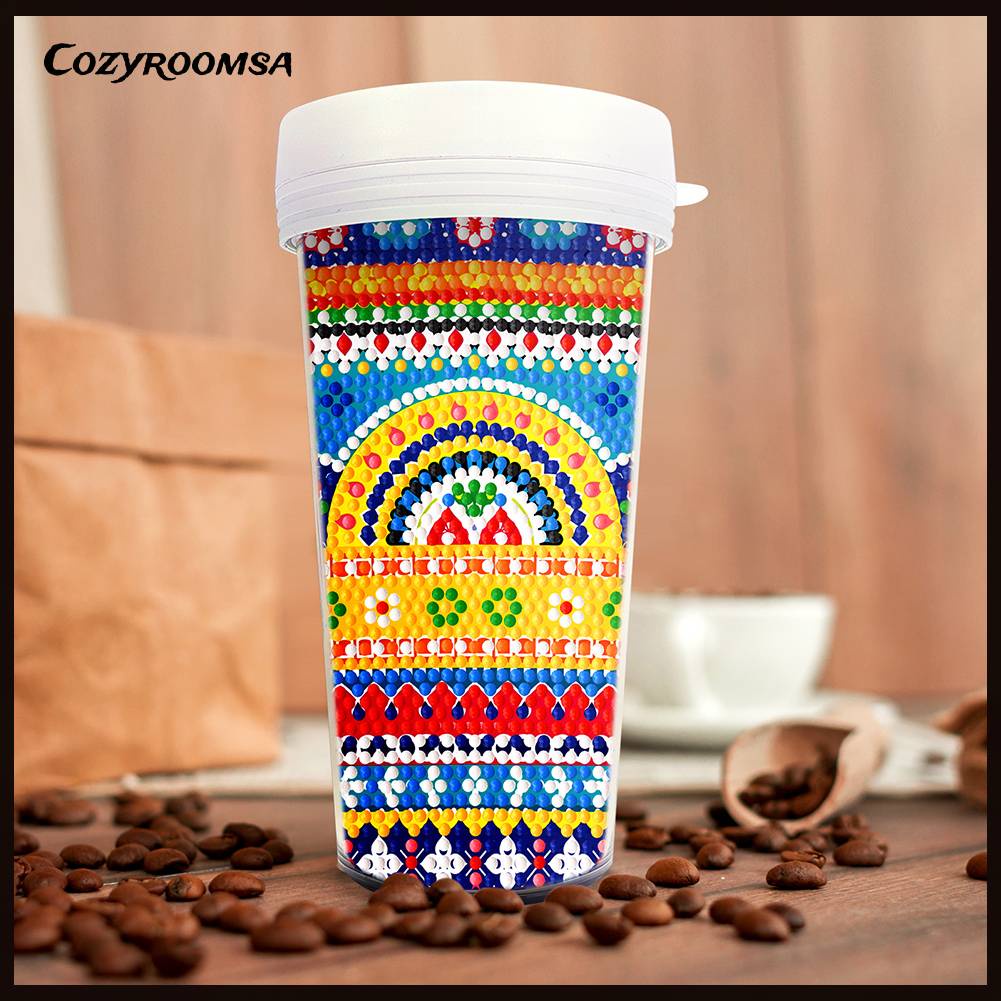 Cốc Nước Thể Thao Ngoài Trời Không BPA Chống Rò Rỉ Sơn Kim Cương DIY