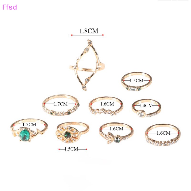 {Ffsd} Set 9 Nhẫn Đeo Khớp Ngón Tay Pha Lê Phong Cách Bohemia Làm Quà Tặng Trang Sức Cho Nữ