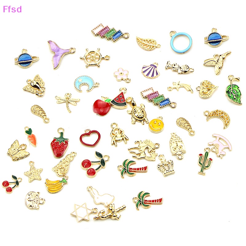 Bộ 50 Hạt Cườm Hình Chữ Ch Tráng Men Dùng Làm Trang Sức Thủ Công DIY