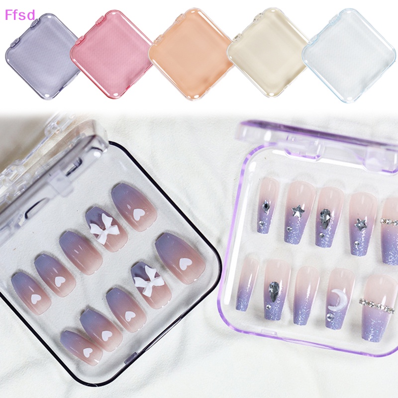 {Ffsd} Hộp Nhựa Trong Suốt Đựng Móng Tay Giả Dạng Nhấn Đựng Trưng Bày DIY * Bán Chạy
