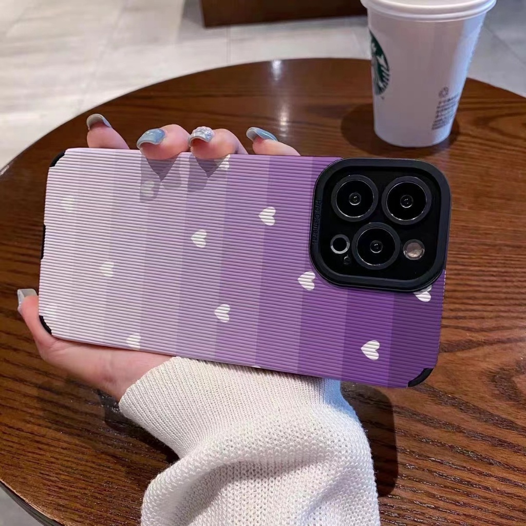 Ốp Điện Thoại Da Mềm Hình Trái Tim Màu Gradient Cho iPhone 11 12 7 / 8 12Pro 7plus 8plus xr xsmax x 11Promax 14 13 14plus 11Promax