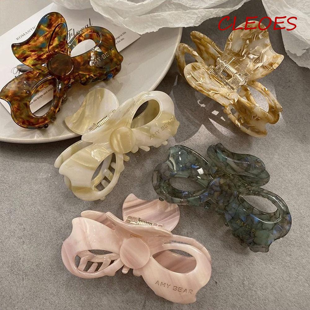 CLEOES Kẹp Tóc Đuôi Ngựa Hình Nơ / Hoa / Cá Mập Rỗng Thanh Lịch Sáng Tạo Cho Nữ