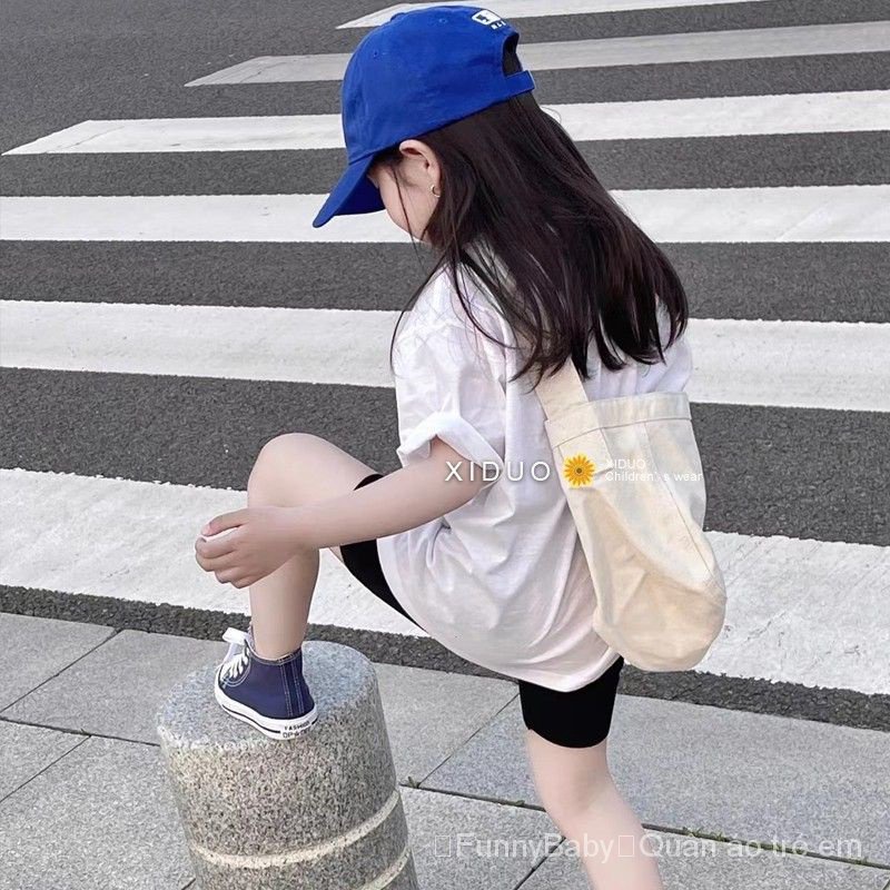 Áo Thun Cotton Trơn Tay Ngắn Phong Cách Hàn Quốc Thời Trang Mùa Hè Mới 2023 Dành Cho Bé Gái