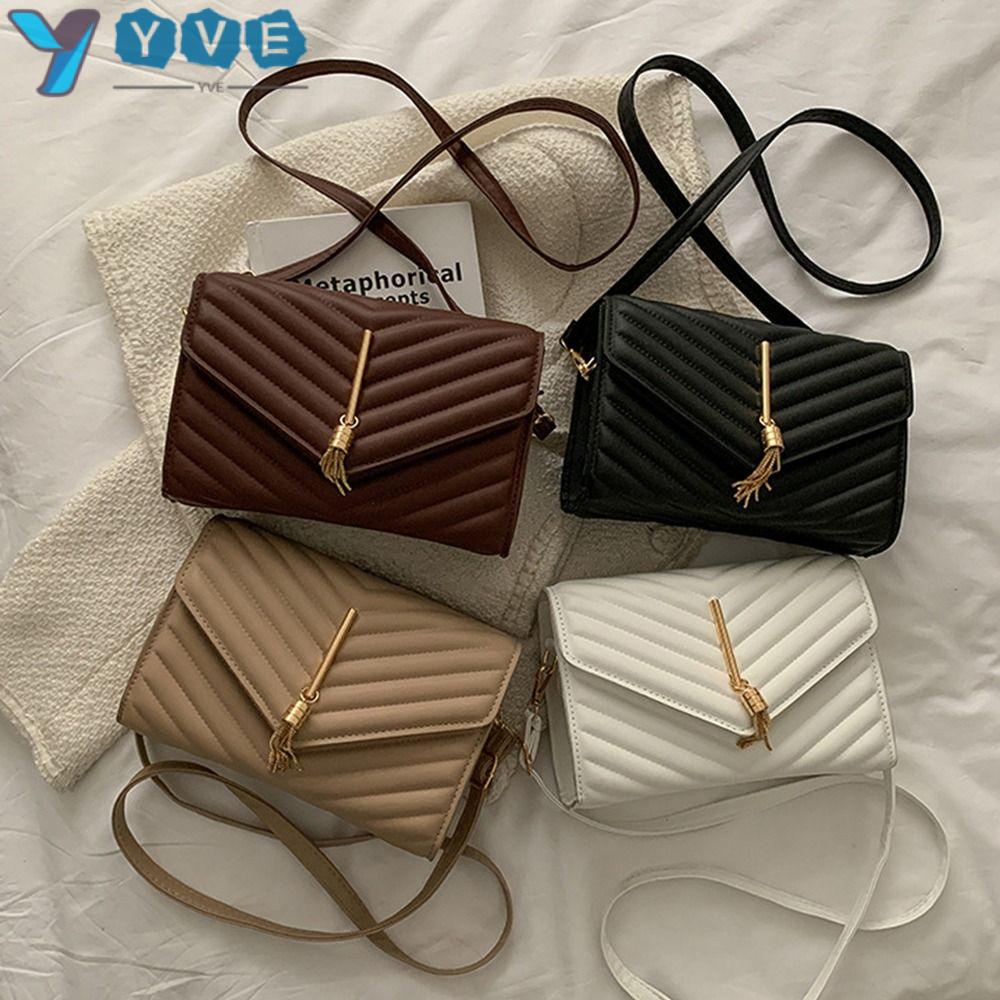YVE Túi Đeo Chéo Da PU Màu Trơn Thêu Họa Tiết Xinh Xắn Thời Trang Cho Nữ