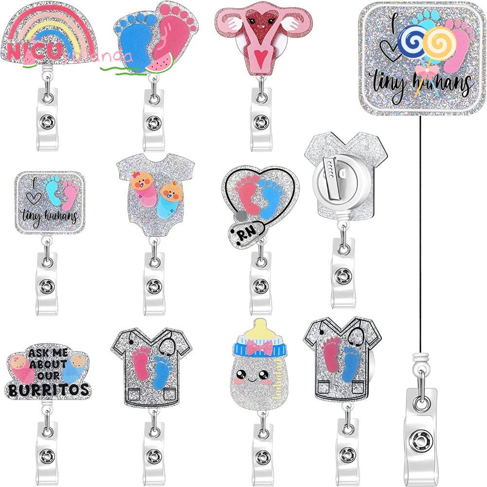 YOLA Set 9 Móc Khóa Có Thể Thu Gọn Bằng Acrylic Đựng Thẻ Id Cho Nhân Viên Văn Phòng