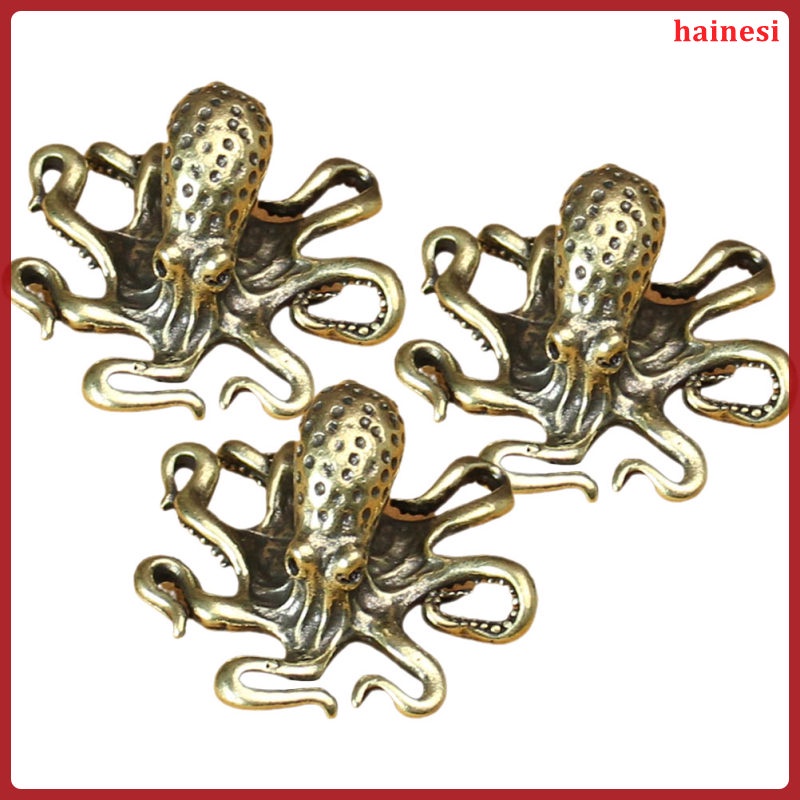 Bộ 3 Tượng Bạch Tuộc Bằng Đồng Thau Trang Trí Bàn Ăn Cho Bé