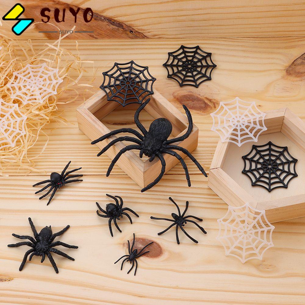 SUYO Set 20 Mạng Nhện Giả Màu Đen Trang Trí Nhà Cửa