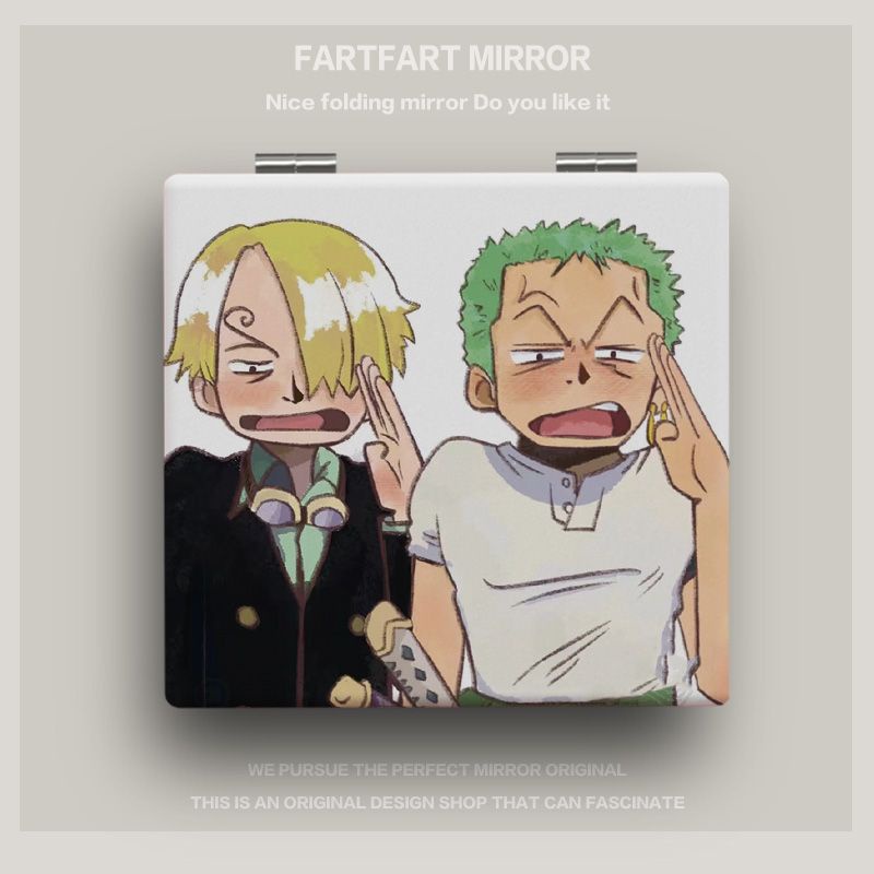 Gương Trang Điểm Mini Gấp Gọn Họa Tiết Hoạt Hình One Piece Đẹp Mắt