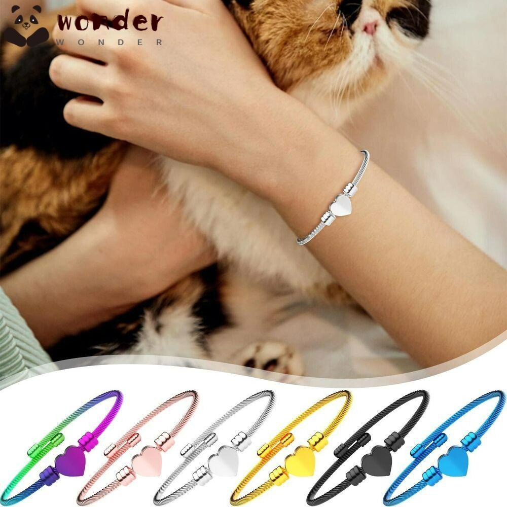 WONDER Vòng Tay Dây Thừng Mặt Hình Trái Tim Bằng Thép Không Gỉ Nhiều Màu Tùy Chọn Thời Trang Punk