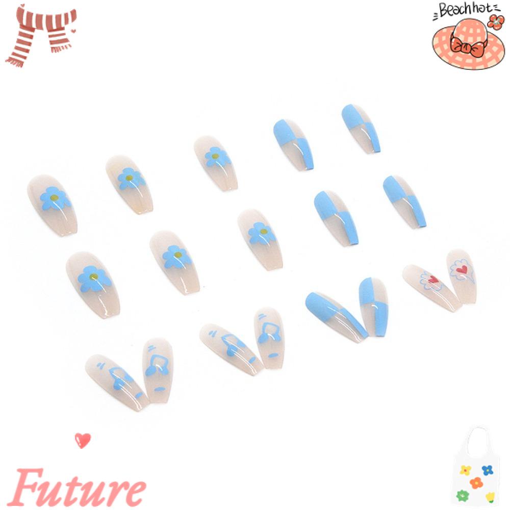 FUTURE Bộ 24 Móng Tay Giả Che Phủ Toàn Diện Đầu Vuông Có Thể Tháo Rời Cho Nữ