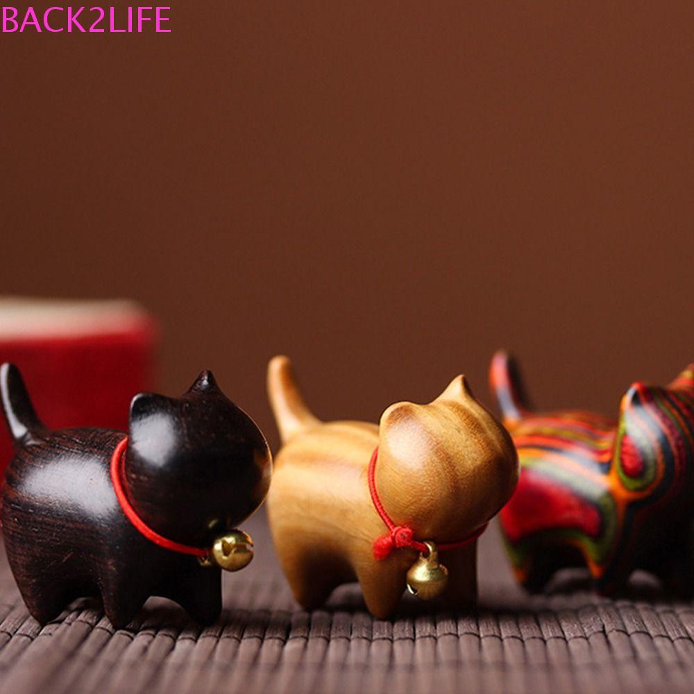 BACK2LIFE Mô Hình Mèo Bằng Gỗ Dễ Thương Dùng Trang Trí Nhà Cửa