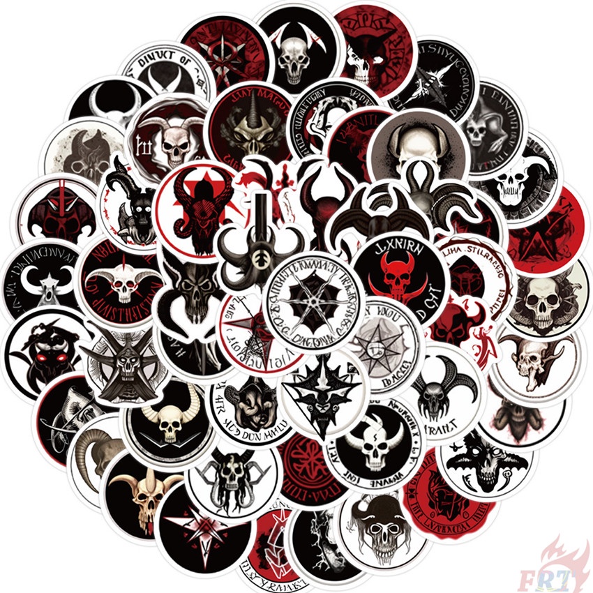 ❉ Set 01 Sticker Dán Trang Trí Hình Đầu Lâu Phong Cách Gothic ❉ Bộ 55 Sticker Chống Thấm Nước Họa Tiết Doodle Hợp Thời Trang