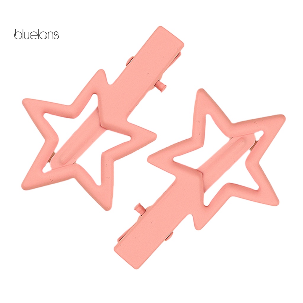 1 Cặp Kẹp Tóc Hình Ngôi Sao Bằng Kim Loại Không Gỉ Màu Trơn Chống Trượt Trọng Lượng Nhẹ