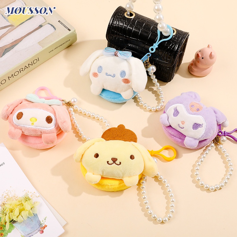 MOUSSON Dây Treo Túi Xách Hình Tròn Bằng Lông Nhung Đính Ngọc Trai Dễ Thương Xinh Xắn