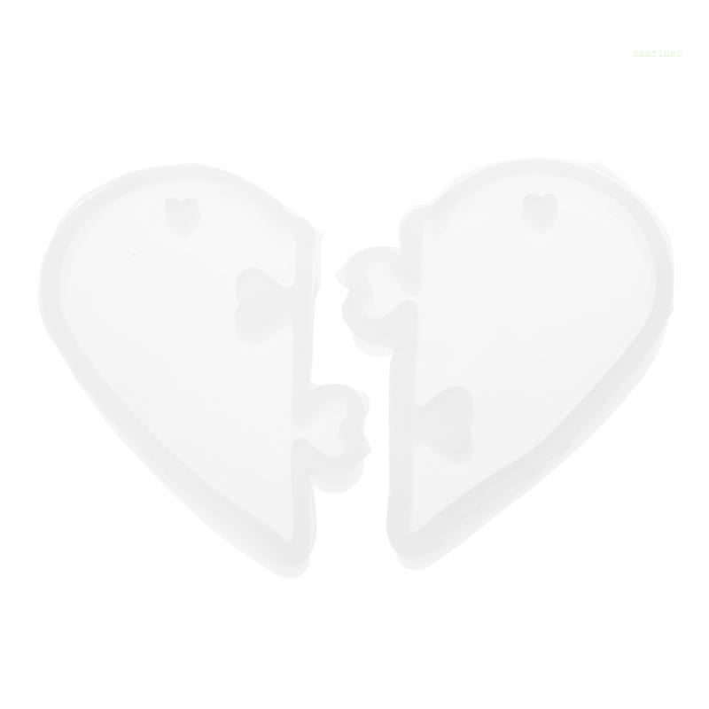 Khuôn Silicone Làm Móc Khóa Hình Mảnh Ghép Hình Trái Tim DIY