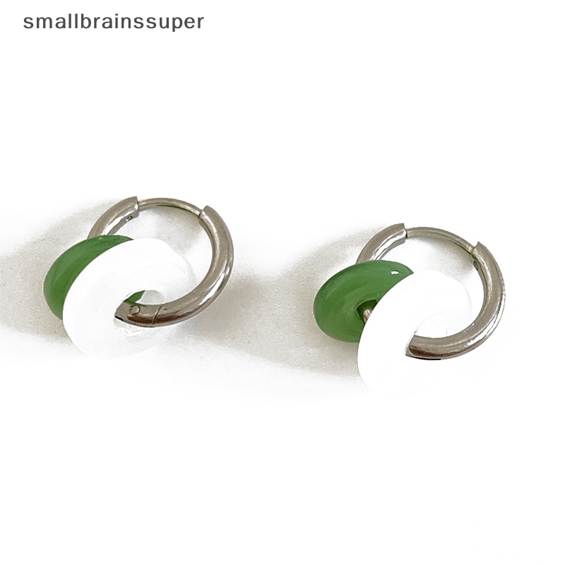 Bông Tai Bằng Thép Titan Đính Ngọc Bích Y2k Phong Cách Vintage Dành Cho Nữ