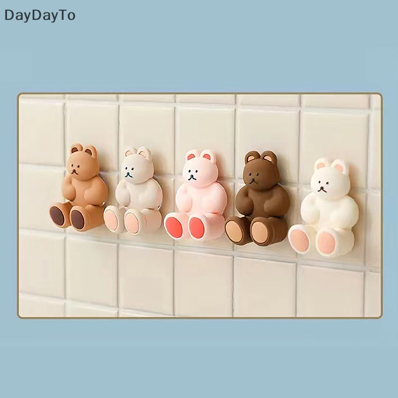 Giá Đỡ Bàn Chải Đánh Răng &amp; Móc Hít Chân Không Hình Gấu Hoạt Hình Daydyto Sắp Xếp Gọn Gàng Có Giác Hút