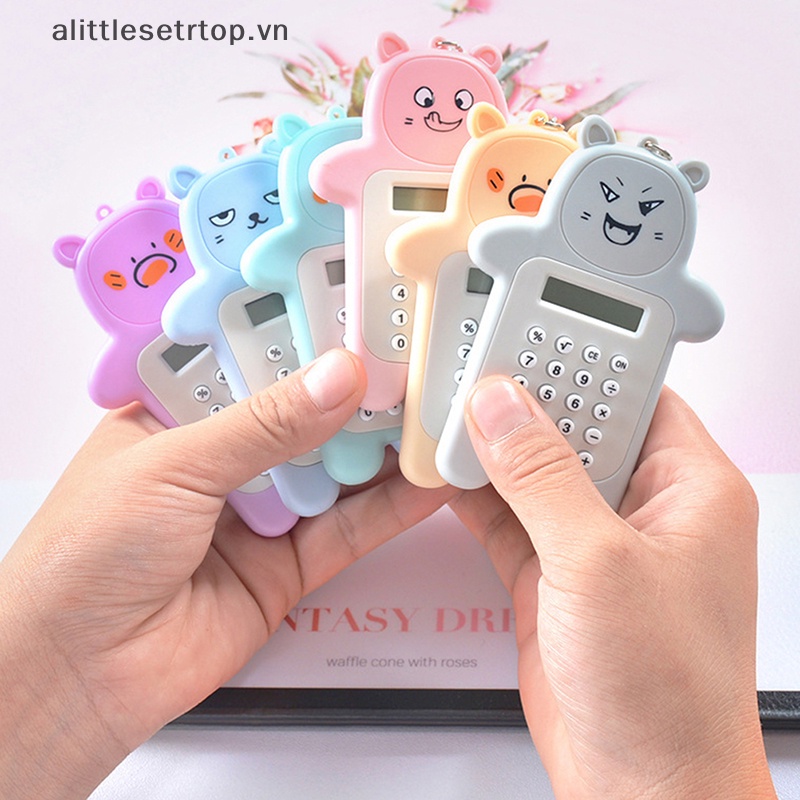 Alittlesetrtop máy tính hoạt hình sáng tạo đồ dùng văn phòng máy tính kỹ thuật số nhỏ di động kích thước bỏ túi 8 hiển thị sinh viên caculator dễ thương.