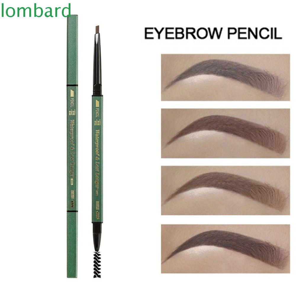 LOMBARD Bút Kẻ Lông Mày Hai Đầu Màu Đen Chống Thấm Nước Kèm Cọ Trang Điểm Cho Nữ