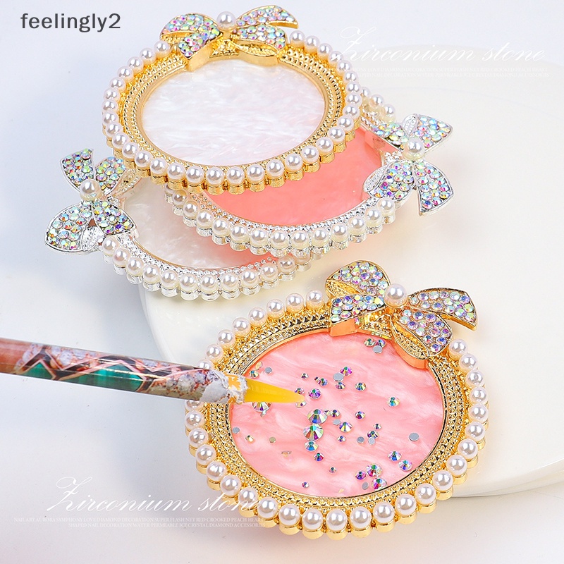 1 Giá Đỡ Trưng Bày Móng Tay Giả Bằng Nhựa Resin Hình Ruy Băng Đính Ngọc Trai