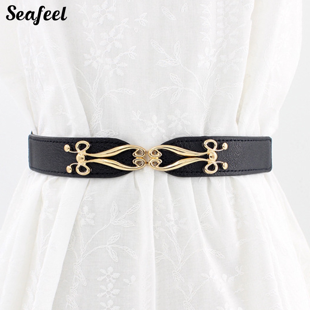 Thắt Lưng Da Co Giãn Phối Màu Tương Phản Thoải Mái Dễ Điều Chỉnh Cho Nữ